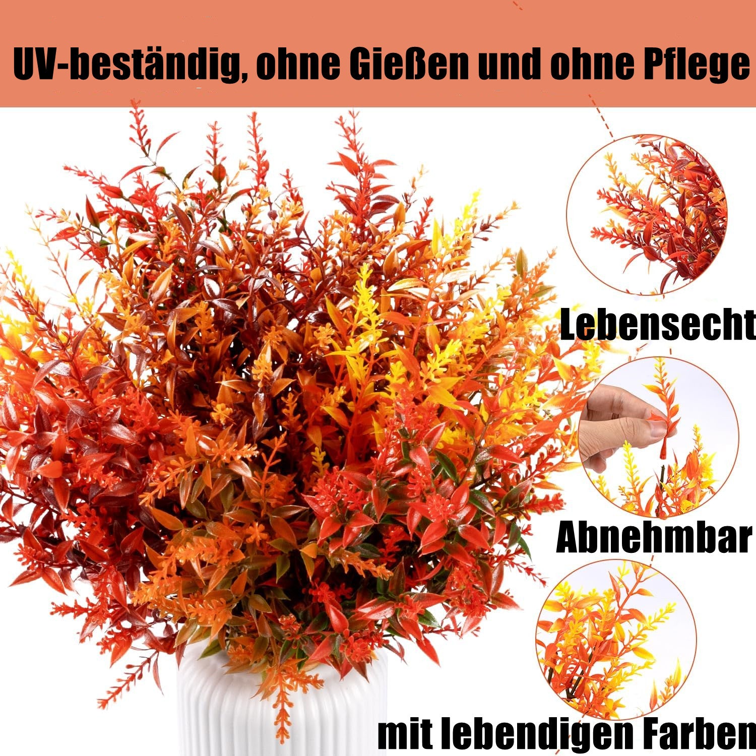 10 Bündel Herbstdeko Herbst Dekoration Kunstblumen Herbst Künstlich - Kunstblumen Autumn Deko Innen Outdoor, Herbstblumen Deko Herbstzweige Fall Decor Balkon Blumen für Drinnen Draußen Garten