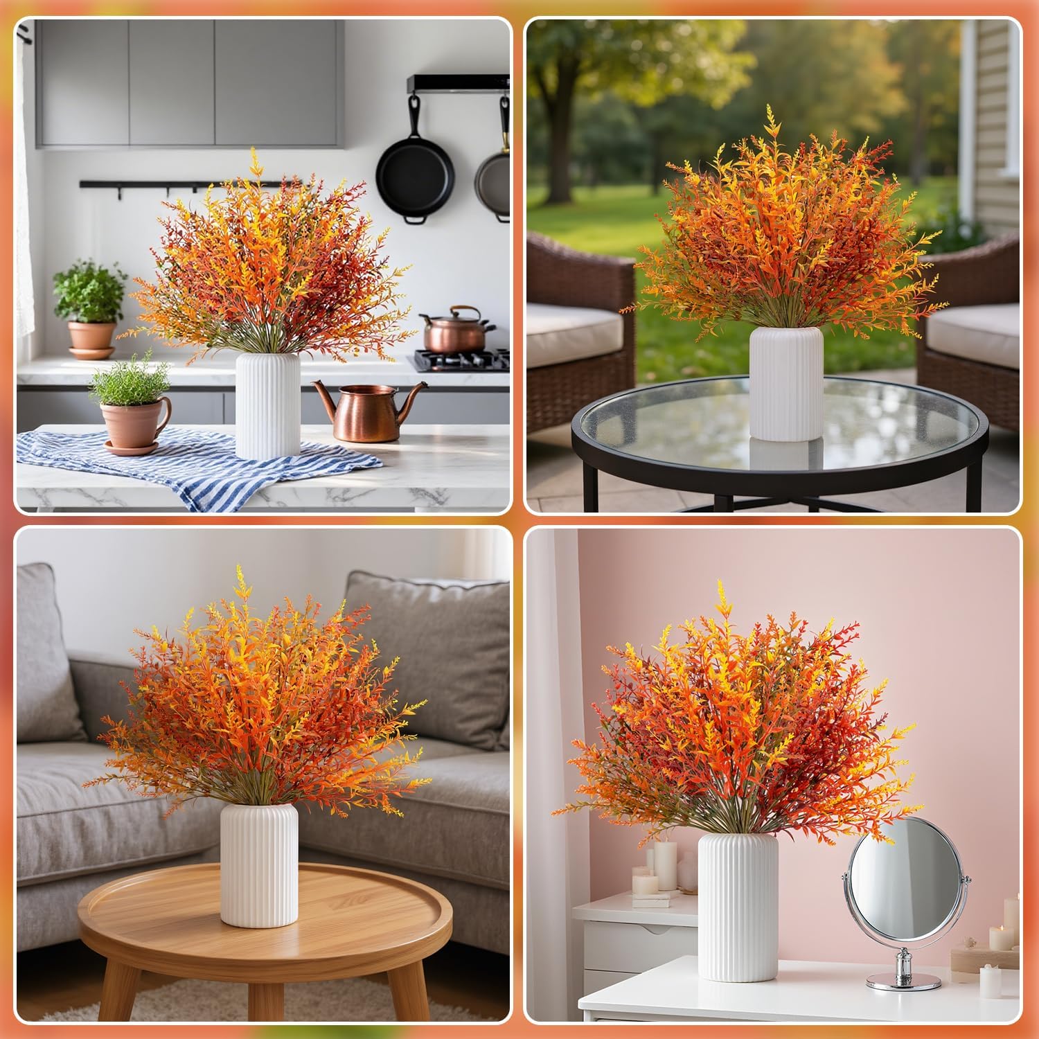 10 Bündel Herbstdeko Herbst Dekoration Kunstblumen Herbst Künstlich - Kunstblumen Autumn Deko Innen Outdoor, Herbstblumen Deko Herbstzweige Fall Decor Balkon Blumen für Drinnen Draußen Garten