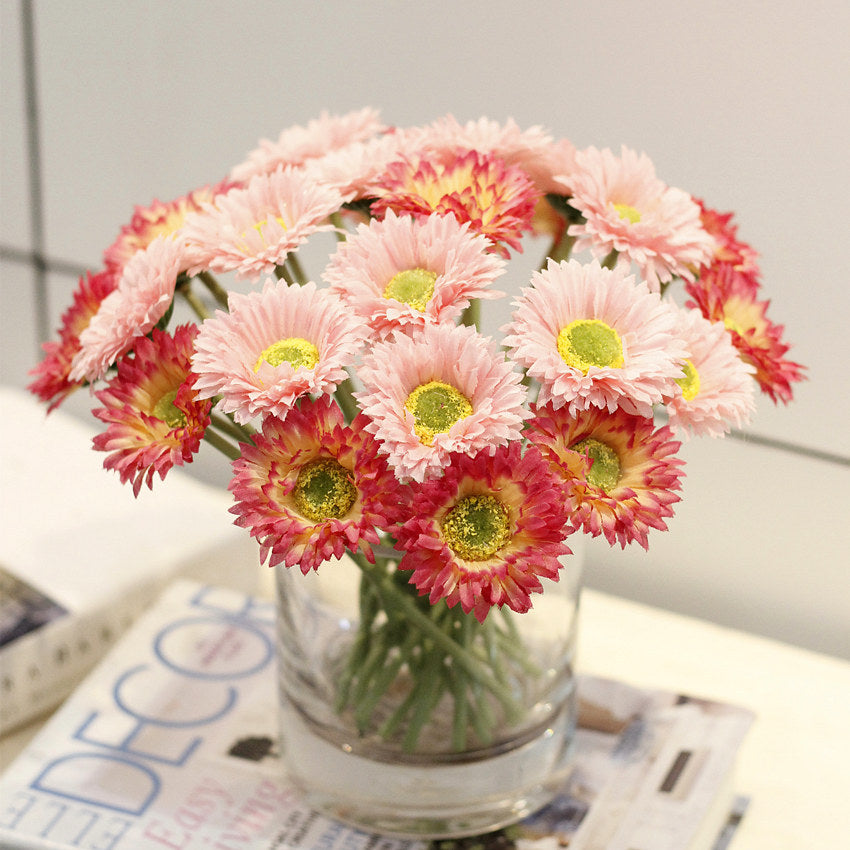 10 Stück 20cm Kunstblumen Afrikadaisy Stängel  Gerbera Bouquet Frühling - Blumenarrangements für Tischdekoration