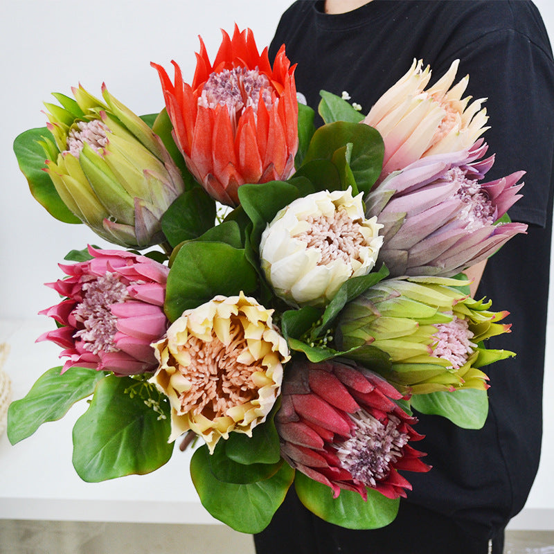 Künstliche Protea Königskerze, einzelner Stängel mit 1 Blüte, 65 cm hoch, aus Seidenstoff, für Hochzeiten und Innendekoration