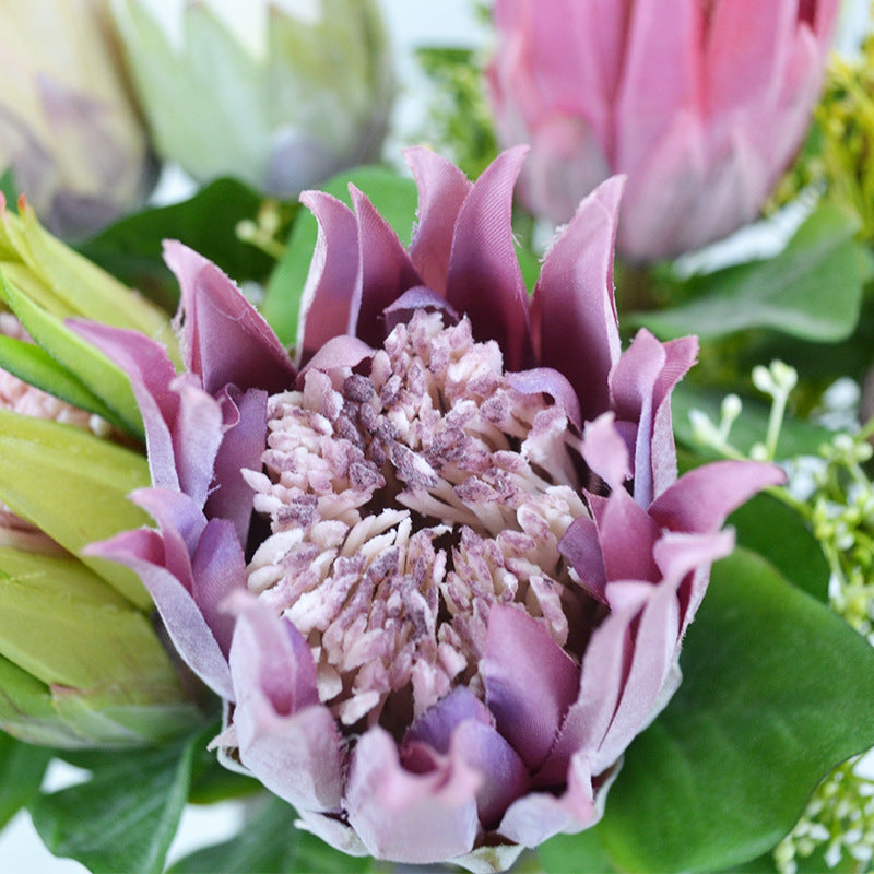 Künstliche Protea Königskerze, einzelner Stängel mit 1 Blüte, 65 cm hoch, aus Seidenstoff, für Hochzeiten und Innendekoration