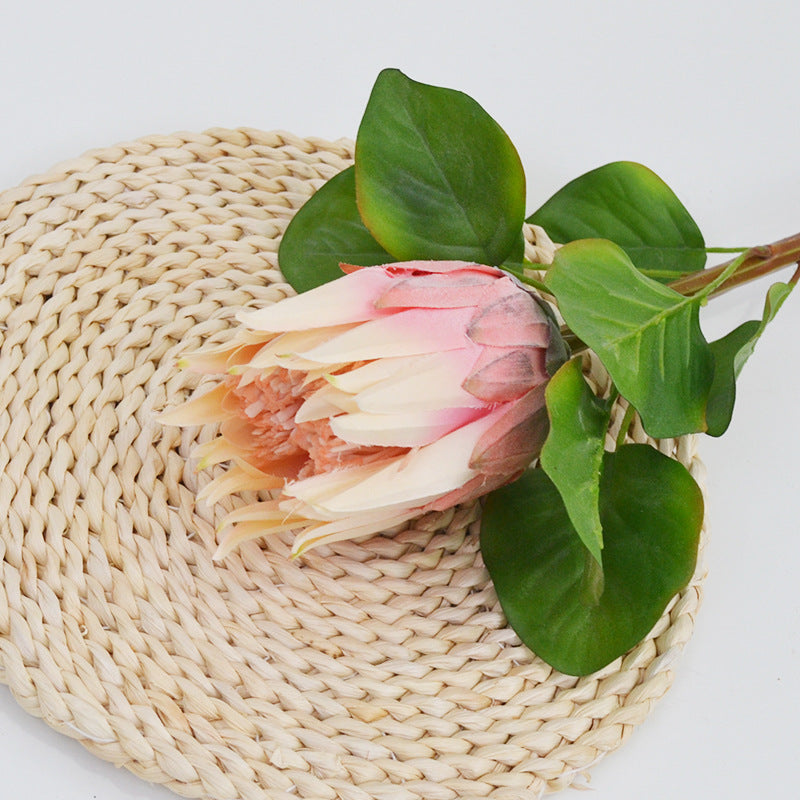 Künstliche Protea Königskerze, einzelner Stängel mit 1 Blüte, 65 cm hoch, aus Seidenstoff, für Hochzeiten und Innendekoration