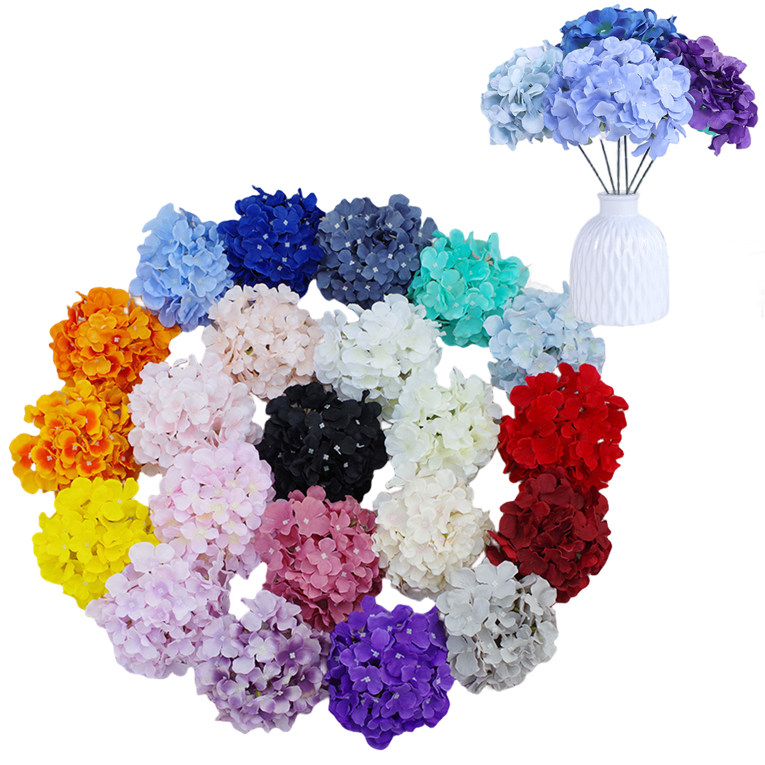 künstliche Hortensien Köpfe mit Stielen, Flauschige große Rispenhortensie gefälschte Blumen für DIY Blumenarrangements, Hochzeitsfeier Home Office Dekor, Herzstück