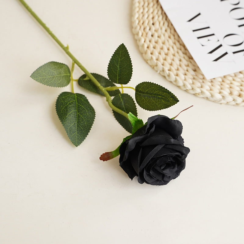 12 Stück Künstliche Rosen, Einzelne Langstielige Künstliche Dunkelrote Rosen, Realistische Kunstrosen für Hochzeitsdeko Brautsträuß Heiratsantrag Geburtstag Party Haus Garten Decor