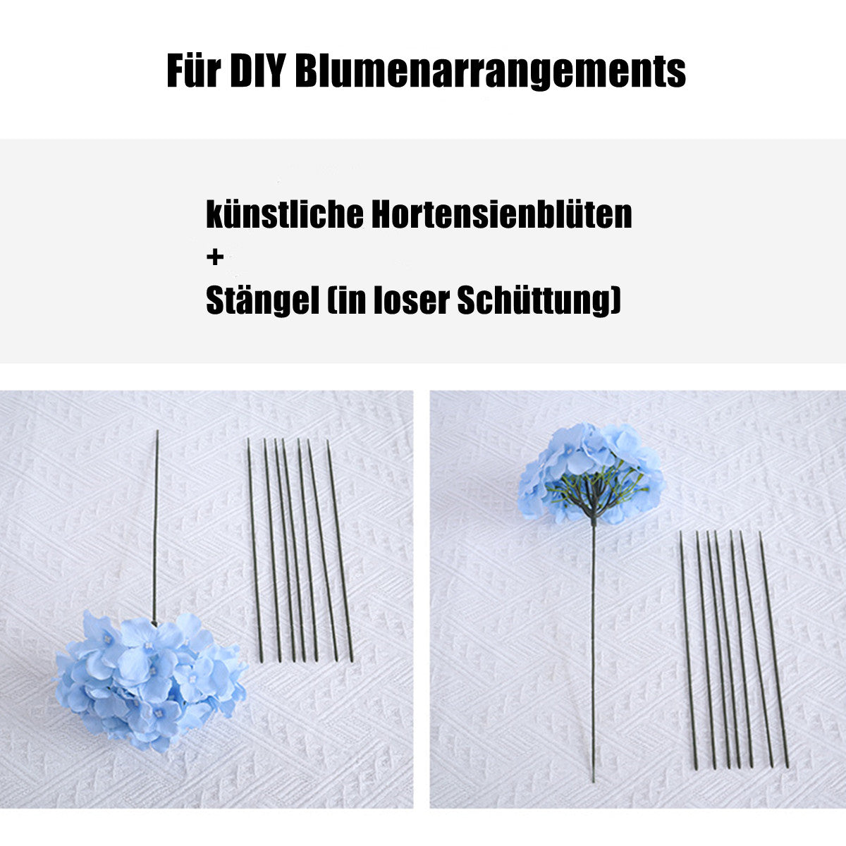 künstliche Hortensien Köpfe mit Stielen, Flauschige große Rispenhortensie gefälschte Blumen für DIY Blumenarrangements, Hochzeitsfeier Home Office Dekor, Herzstück