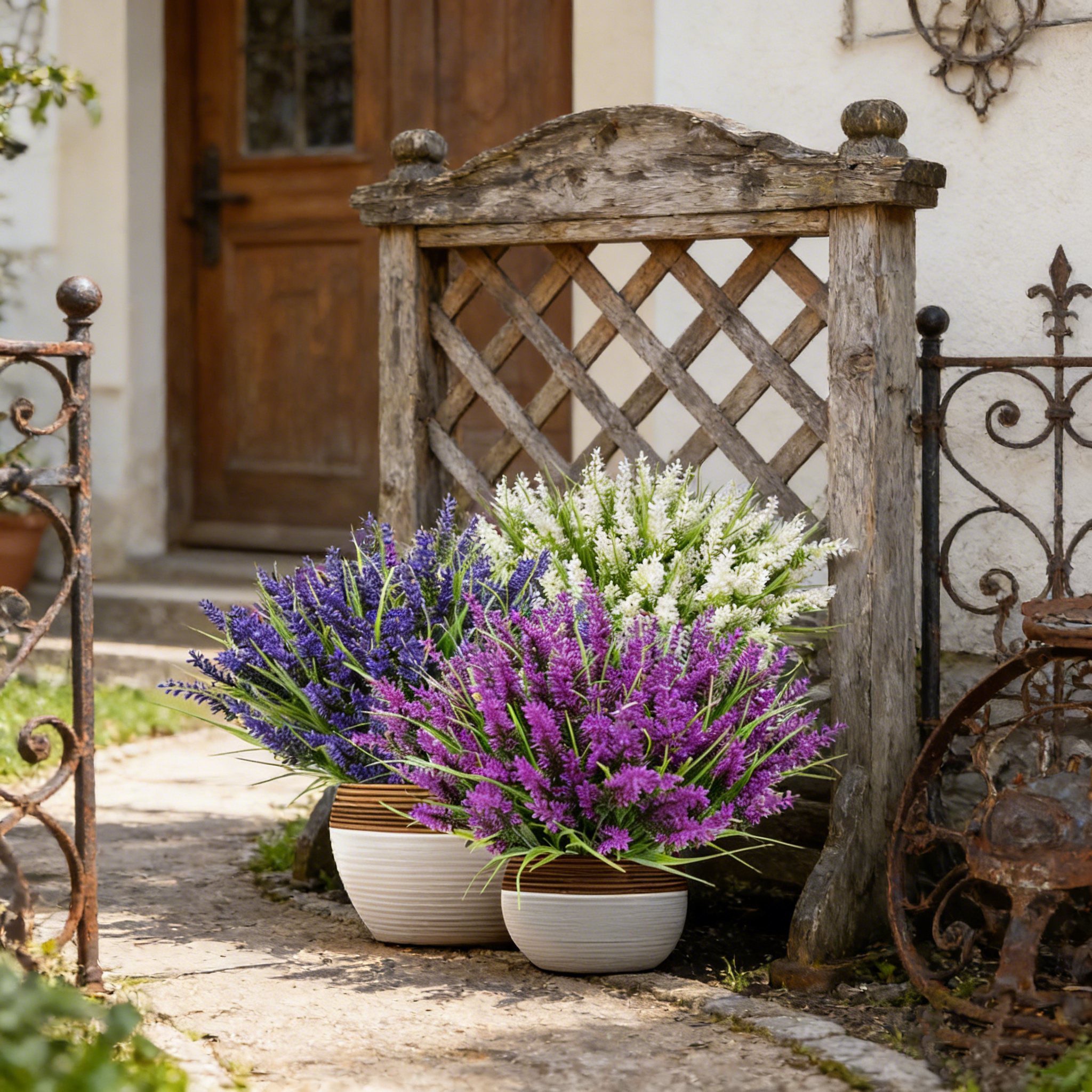12er Bund Künstlicher Lavendel wetterfest & UV-beständig – für Balkon, Garten & Terrasse – Kunstblumen wie echt