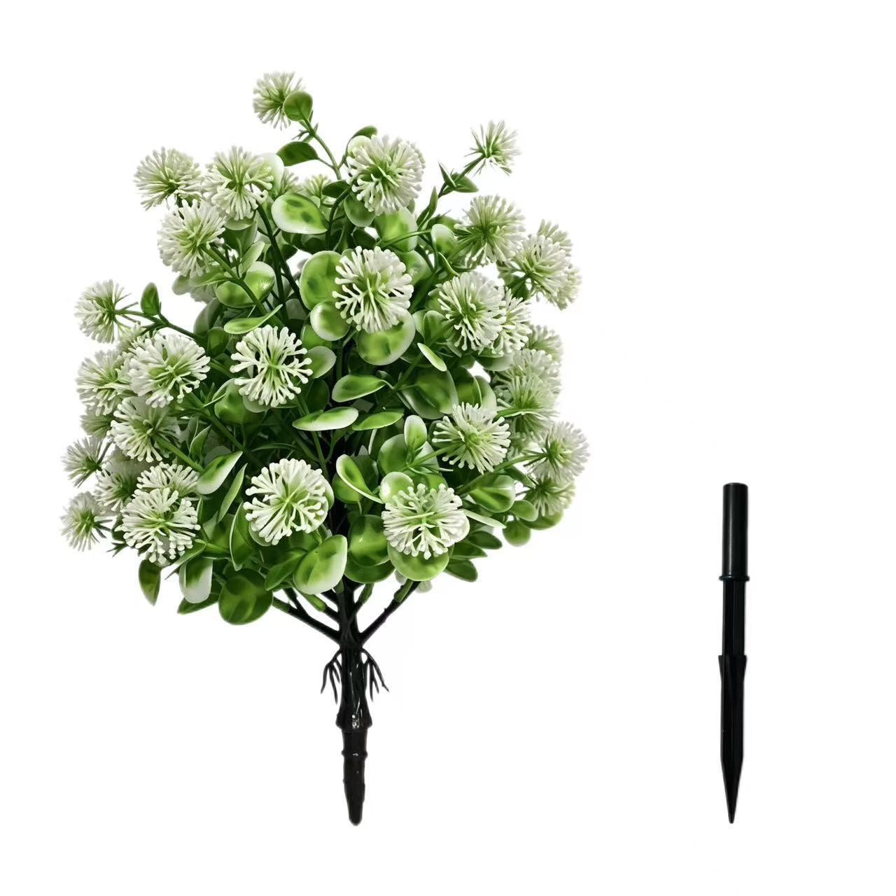 Künstlicher Pusteblumenball mit Eukalyptus, 47 cm, Täuschend Echte Kunstpflanze als Gartenstecker, für Gestecke, Hochzeit & Grabschmuck