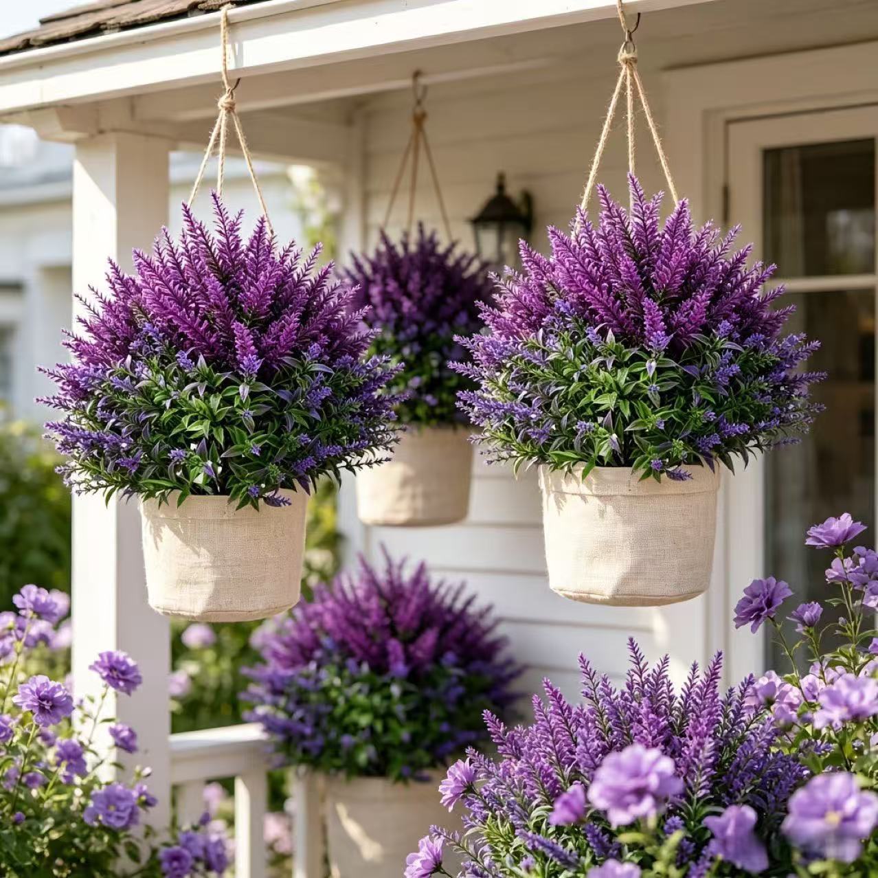 2er Set, 20" Lavendel Kunstblumen, realistisch, für Hochzeiten, Dekoration, Café, Einzelhandel, langlebig, pflegeleicht