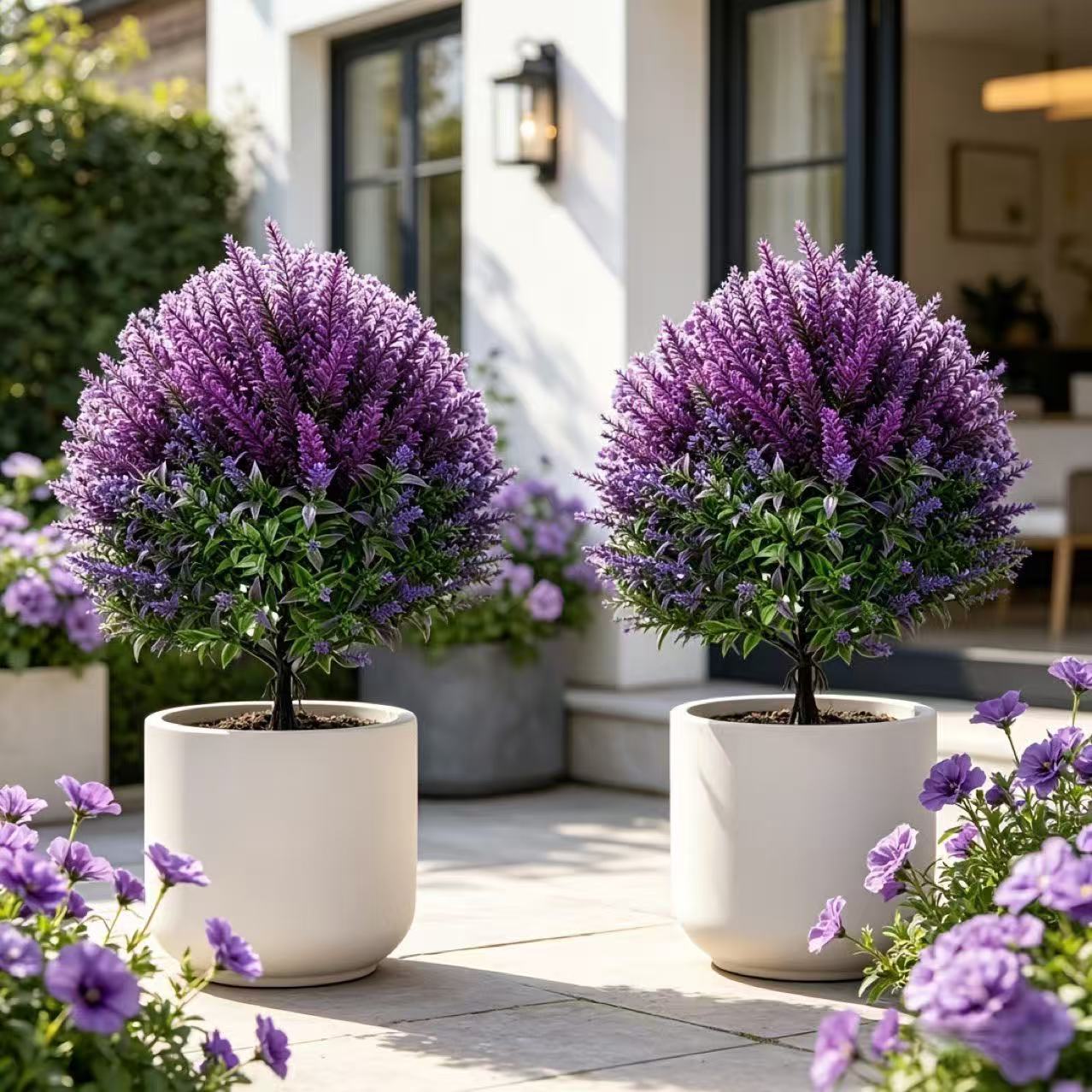 2er Set, 20" Lavendel Kunstblumen, realistisch, für Hochzeiten, Dekoration, Café, Einzelhandel, langlebig, pflegeleicht
