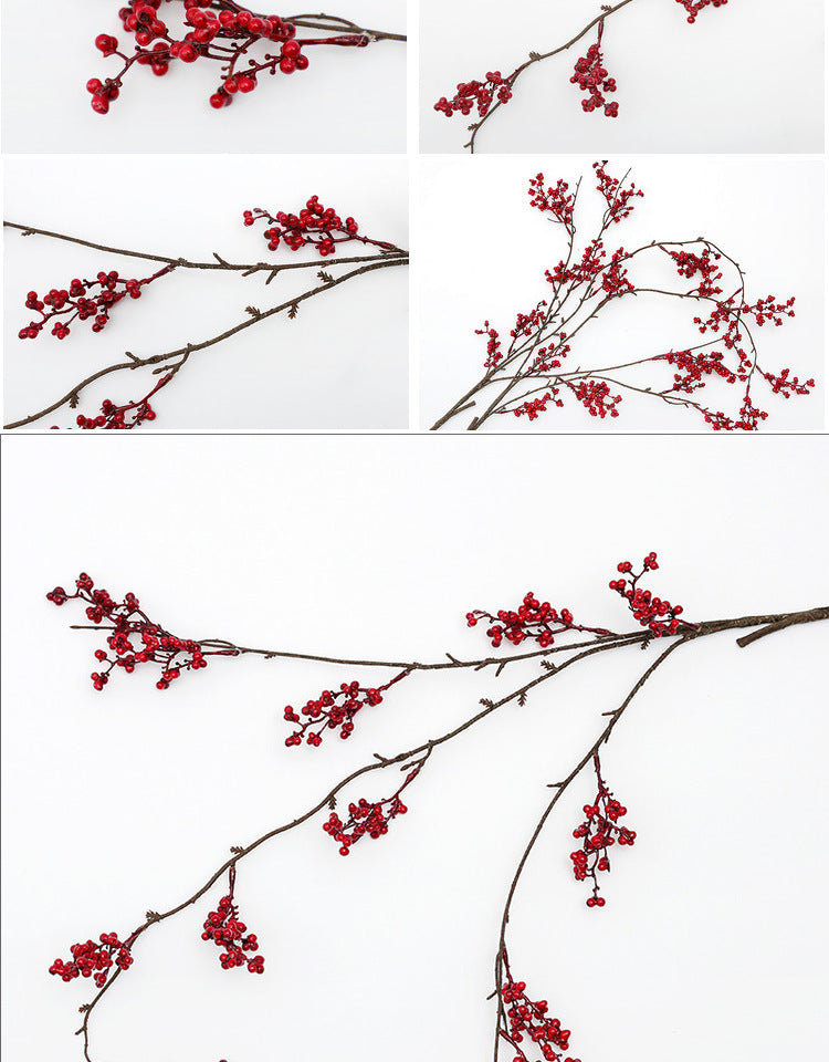 Faux-Beerenzweig rot, 12" hängend, realistisch, für Hochzeiten, Wohnkultur, Café-Dekoration, saisonale Feiertage