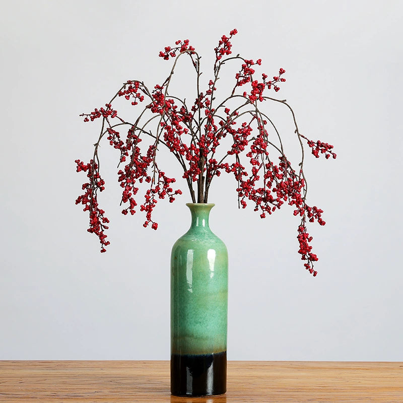 Faux-Beerenzweig rot, 12" hängend, realistisch, für Hochzeiten, Wohnkultur, Café-Dekoration, saisonale Feiertage