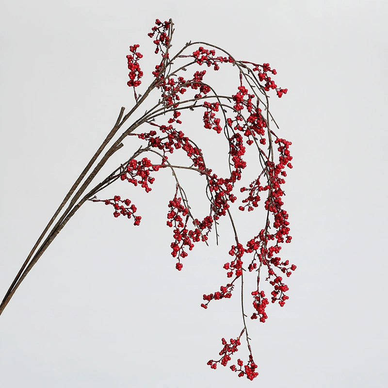 Faux-Beerenzweig rot, 12" hängend, realistisch, für Hochzeiten, Wohnkultur, Café-Dekoration, saisonale Feiertage