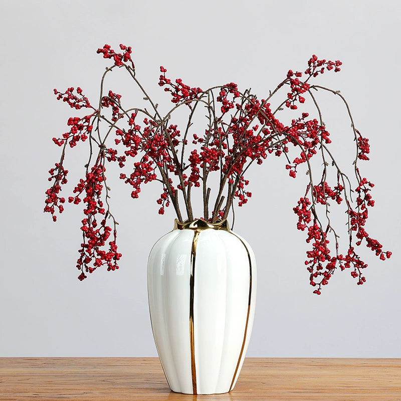 Faux-Beerenzweig rot, 12" hängend, realistisch, für Hochzeiten, Wohnkultur, Café-Dekoration, saisonale Feiertage