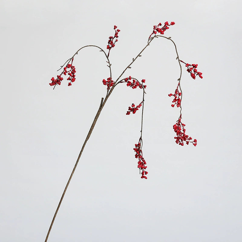 Faux-Beerenzweig rot, 12" hängend, realistisch, für Hochzeiten, Wohnkultur, Café-Dekoration, saisonale Feiertage