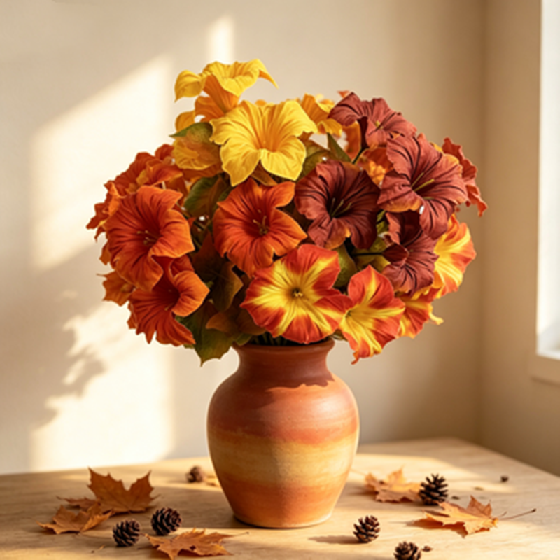 Herbstfarben Petunie Kunstblume 30" lang, realistisch, ideal für Hochzeiten, Innendekoration, Cafés, langlebig