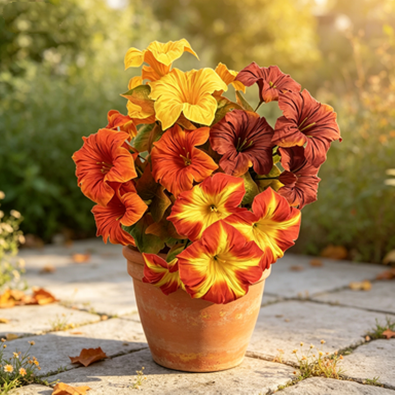Herbstfarben Petunie Kunstblume 30" lang, realistisch, ideal für Hochzeiten, Innendekoration, Cafés, langlebig