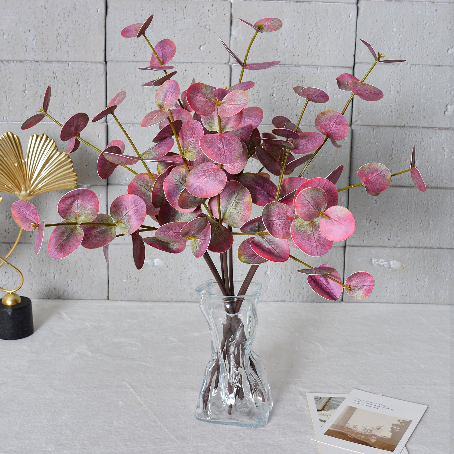 Eukalyptuszweige künstlich 2er Set (50 cm), Real-Touch Rundblatt-Eukalyptus, Grüne Deko Zweige für Vase, Hochzeit, Floristik & Gewerbe