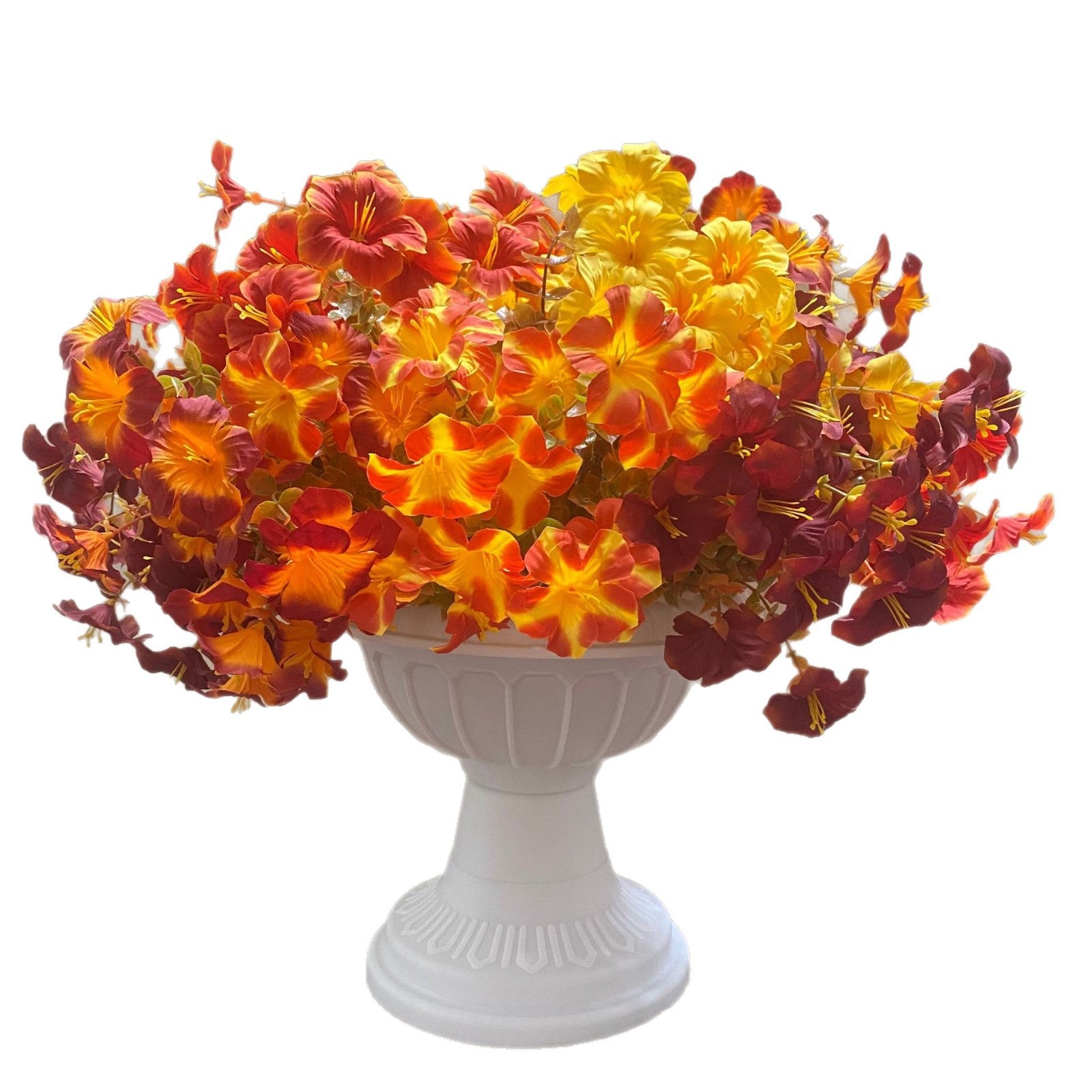 Künstliche Trichterwinden im 2er-Set, 36 cm, Herbstlicher Blumenstrauß mit 7 Blüten, Naturgetreue Kunstblumen für Deko, Hochzeit, Grabschmuck