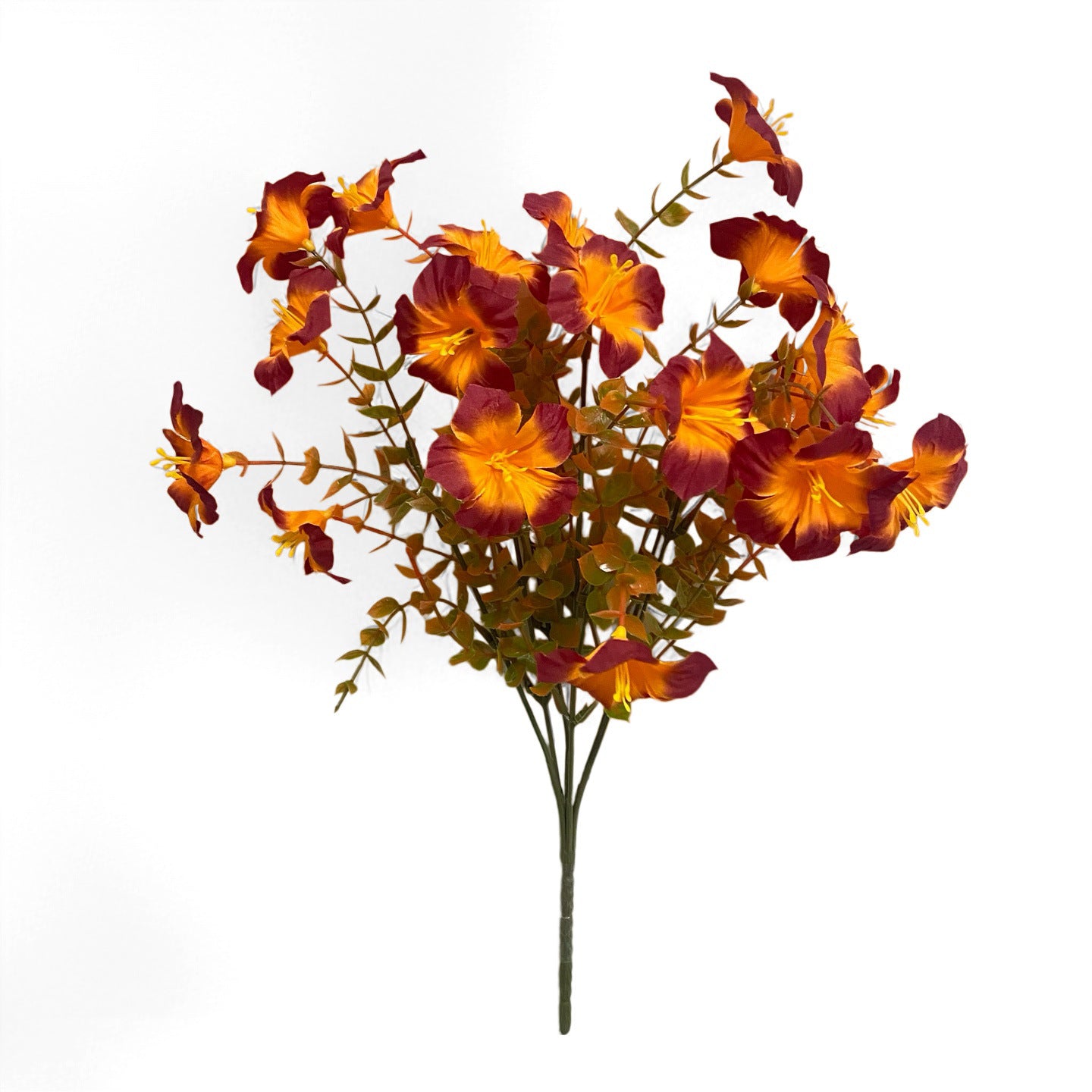 Künstliche Trichterwinden im 2er-Set, 36 cm, Herbstlicher Blumenstrauß mit 7 Blüten, Naturgetreue Kunstblumen für Deko, Hochzeit, Grabschmuck