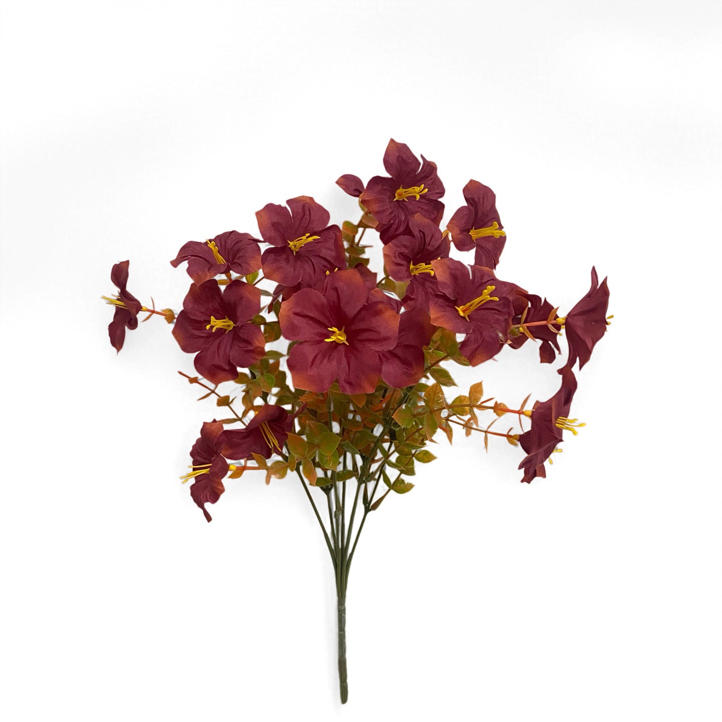 Künstliche Trichterwinden im 2er-Set, 36 cm, Herbstlicher Blumenstrauß mit 7 Blüten, Naturgetreue Kunstblumen für Deko, Hochzeit, Grabschmuck