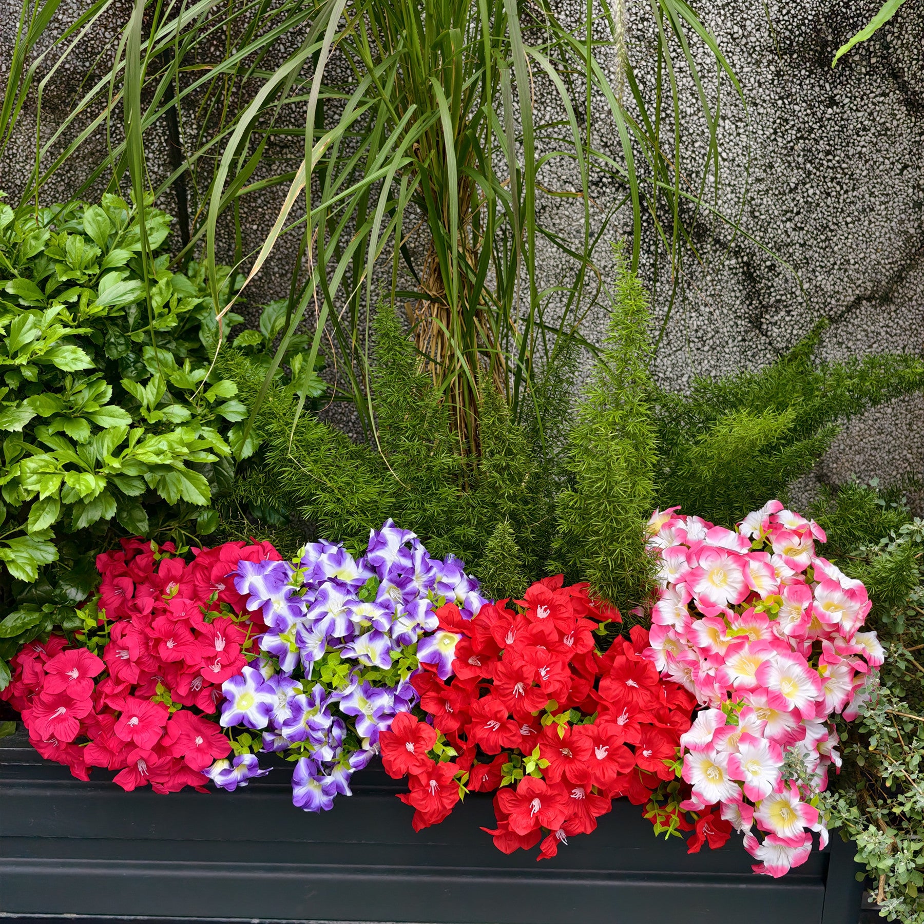 Kunstblumen wie Echt, 9 Bündel Künstliche Blumen Balkonpflanzen Outdoor Wetterfest, Fake Blumenstrauß UV-beständig Frühlingsdeko Gefälschte Blumen Deko Frühling für Innen Draußen Balkon