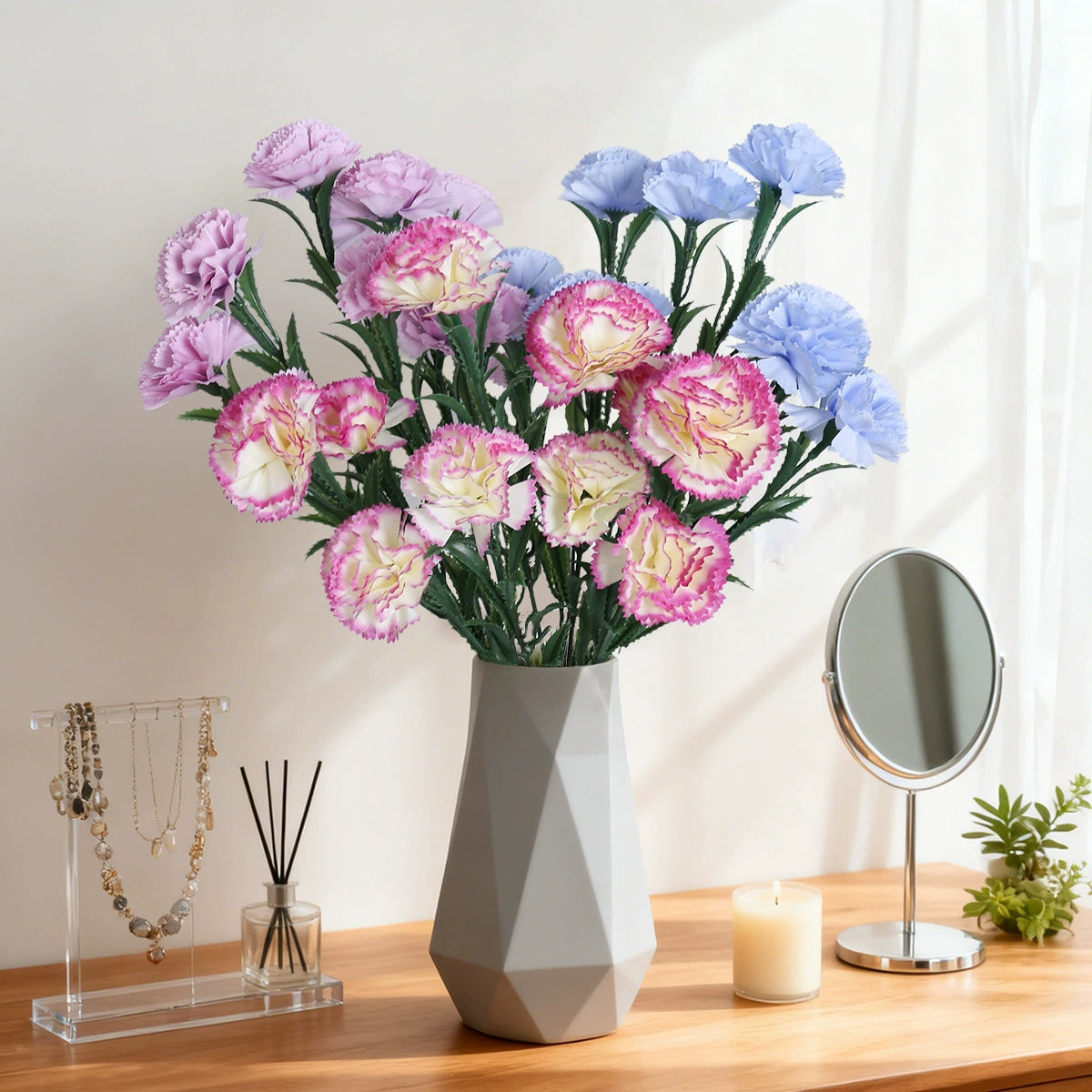 10 Kopf Kunstblumen, 41 cm hoch, realistisch, ideal für Hochzeiten, In – kunstblumenshop