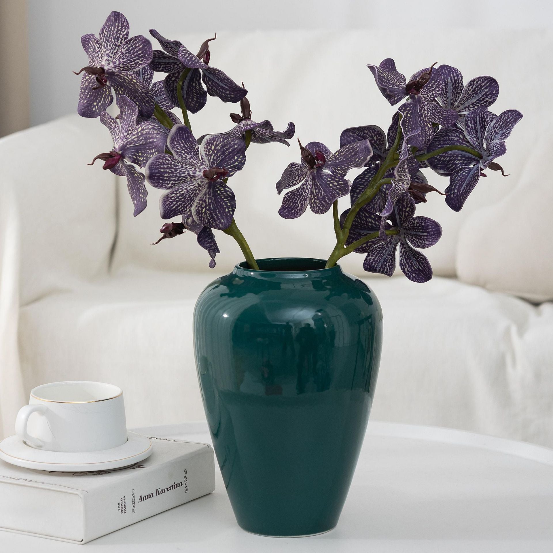 2er Set 20cm künstliche Orchideen, realistische PU-Blüten, ideal für Hochzeiten, Tischdekoration, Wohnaccessoires, langlebig, pflegeleicht