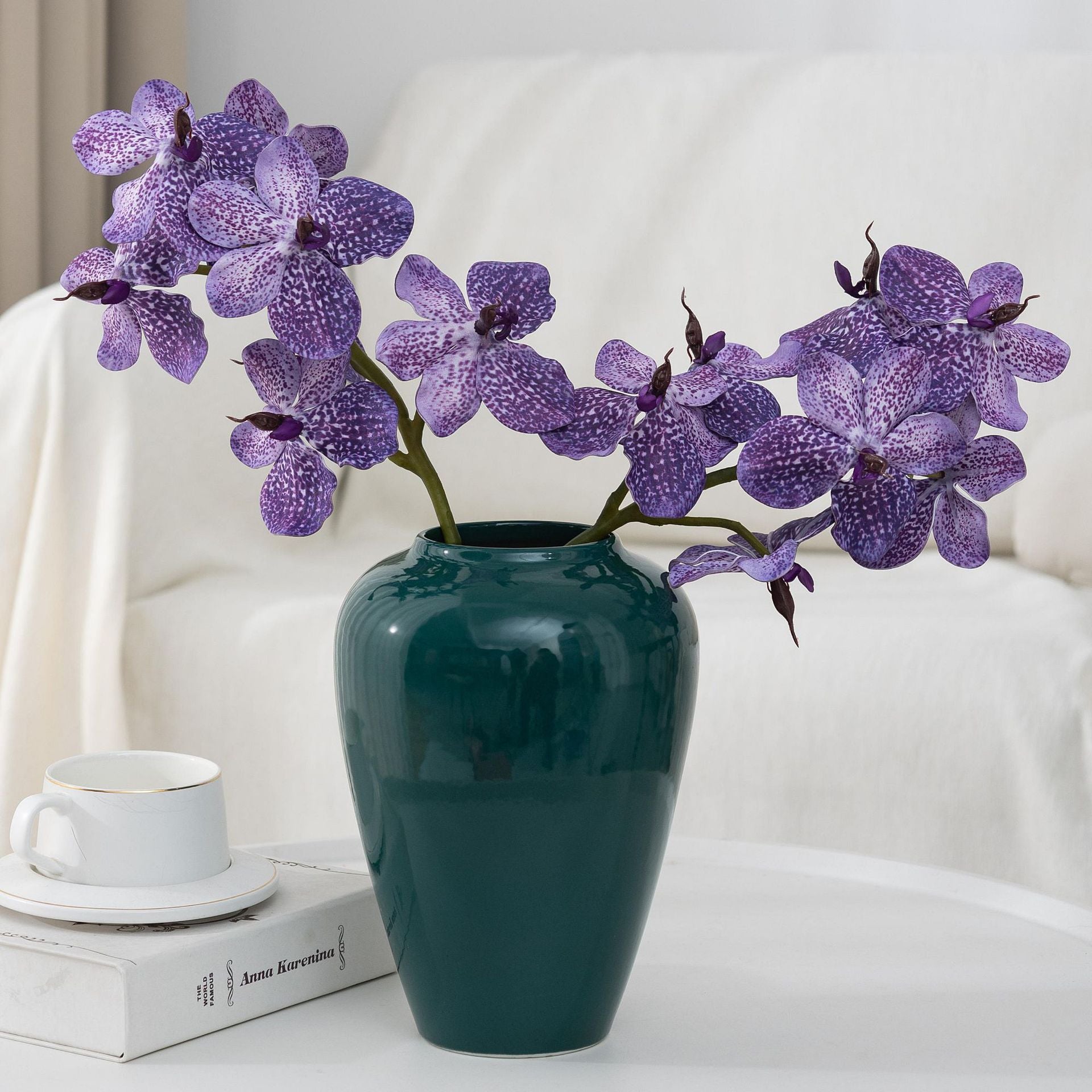 2er Set 20cm künstliche Orchideen, realistische PU-Blüten, ideal für Hochzeiten, Tischdekoration, Wohnaccessoires, langlebig, pflegeleicht
