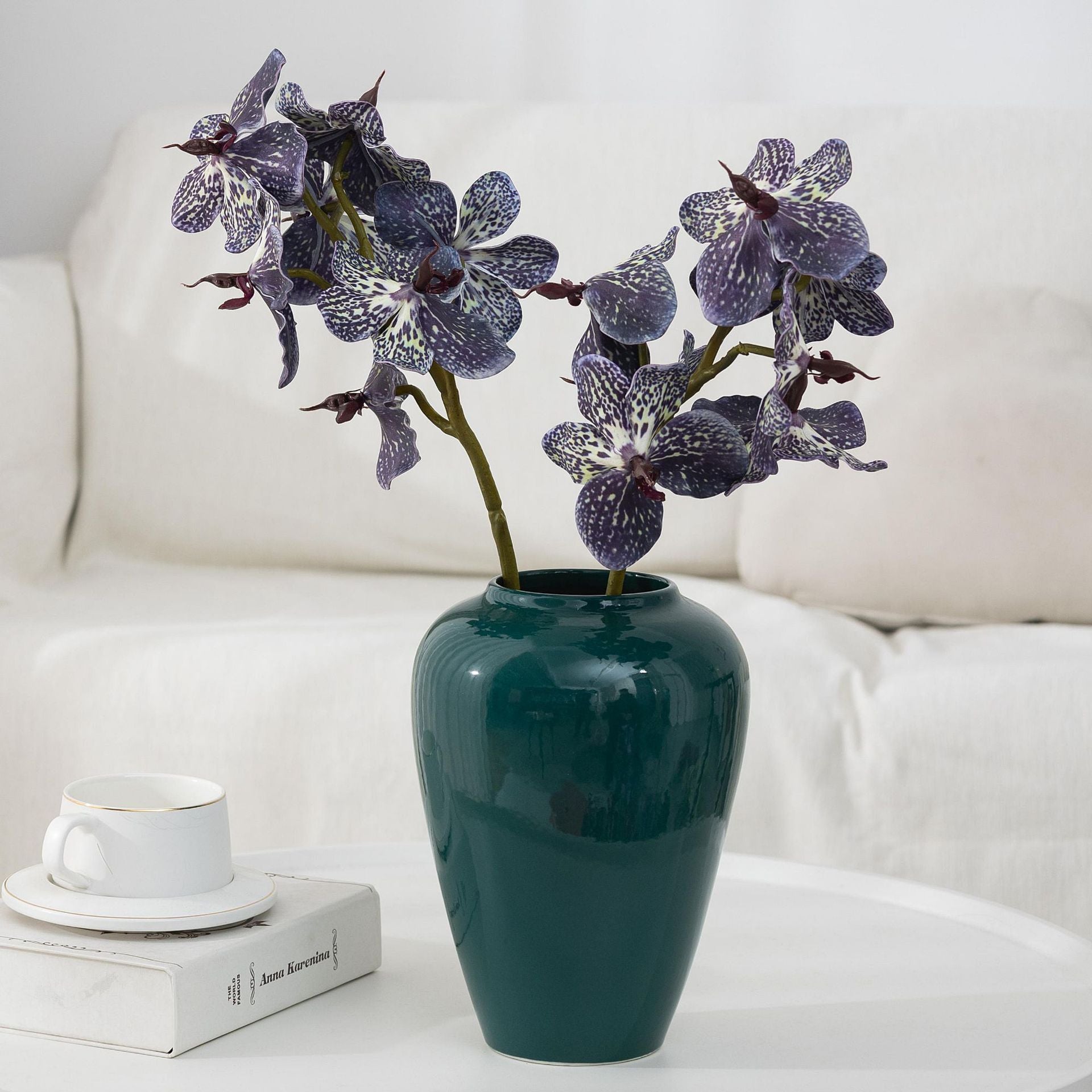 2er Set 20cm künstliche Orchideen, realistische PU-Blüten, ideal für Hochzeiten, Tischdekoration, Wohnaccessoires, langlebig, pflegeleicht