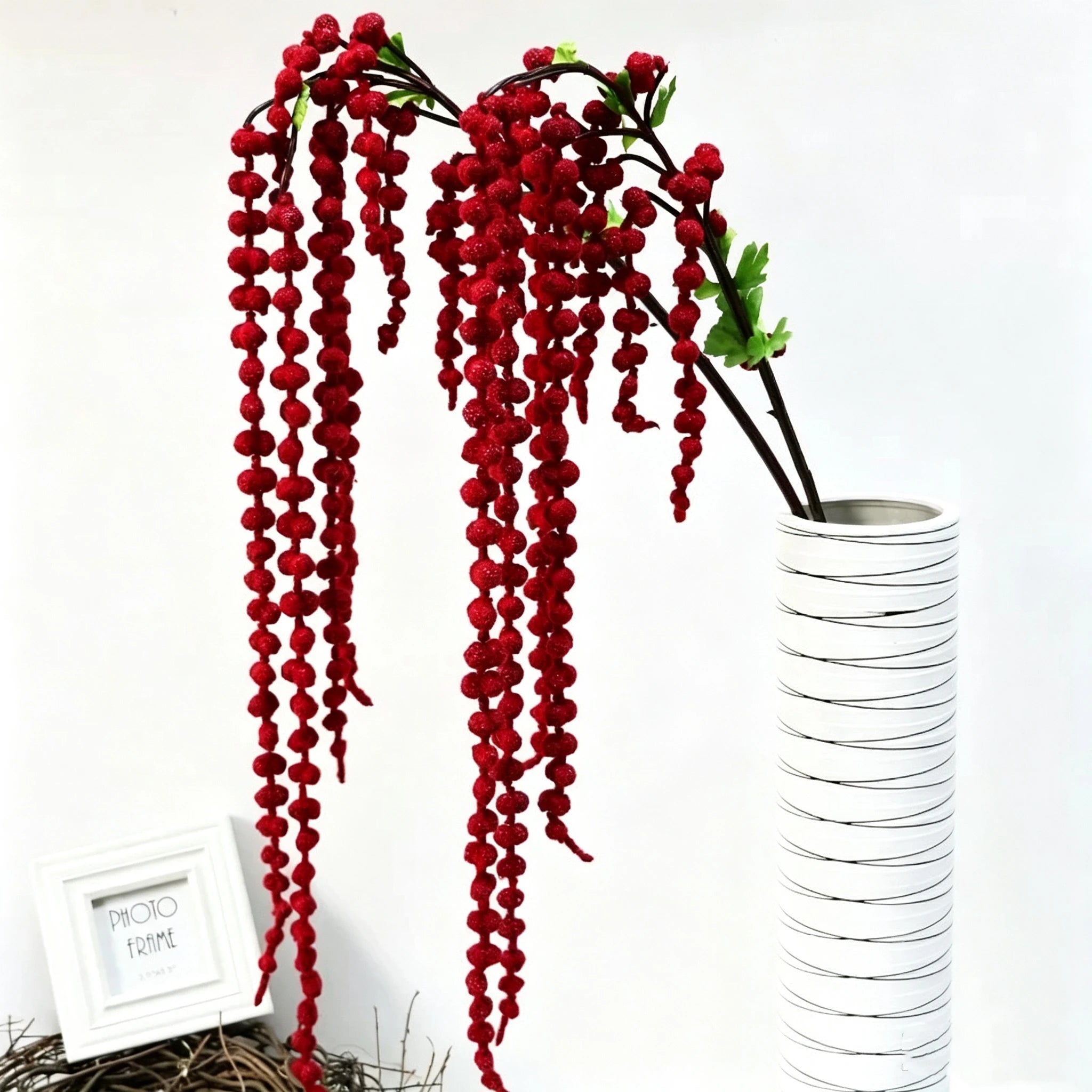 Künstliche Hängepflanze 100 cm, realistische Beerengirlande, hängende Kunstpflanze für Wanddeko, Hochzeit, Gastronomie, langlebige Deko-Ranke