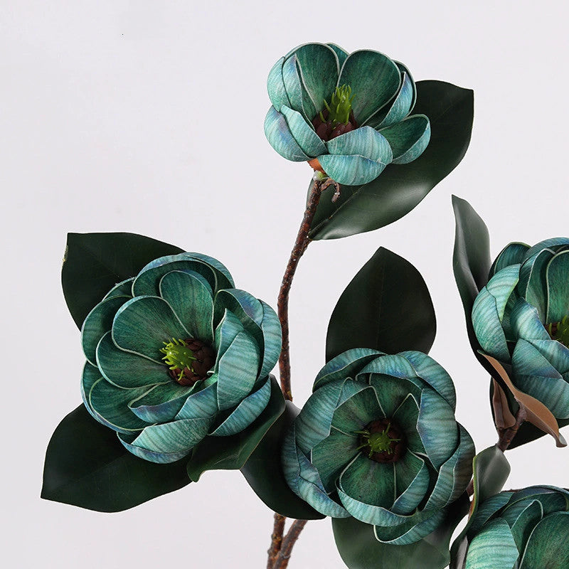 Künstliche Magnolie 70 cm, 3 große Blüten, Realistischer Dekozweig aus – kunstblumenshop