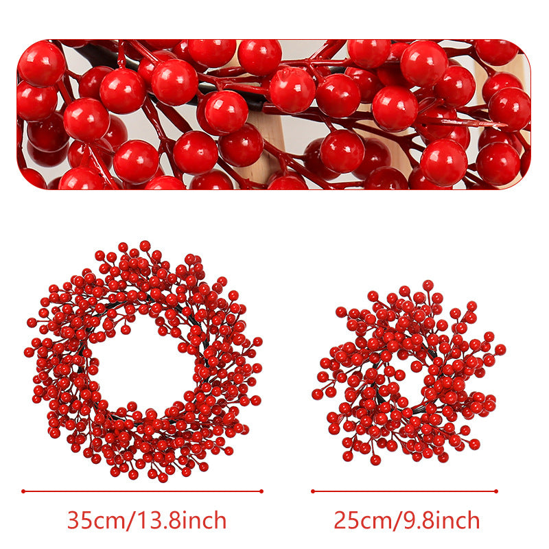 Künstlicher Weihnachtskranz mit Roten Beeren, Täuschend Echter Türkranz für Winter & Advent, Langlebige Weihnachtsdeko für Tür und Wand, Festlicher Dekokranz