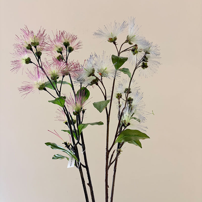 Kunstblume Seidenbaum 97 cm, Täuschend Echter Albizia Zweig in Pompom-Optik, Langlebige Seidenakazie für Bodenvase, Hochzeit, Gastronomie & Floristik