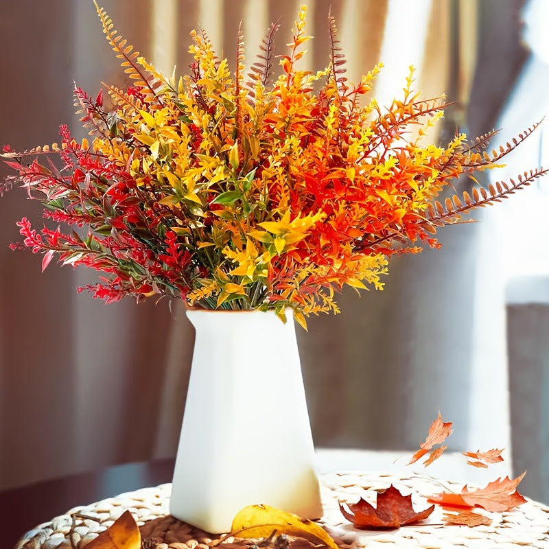 Eukalyptus künstlich 8er Set, ca. 70cm, Täuschend echte Dekozweige in Herbstfarben, Kunstpflanzen für Vase, Hochzeit, Herbstdeko