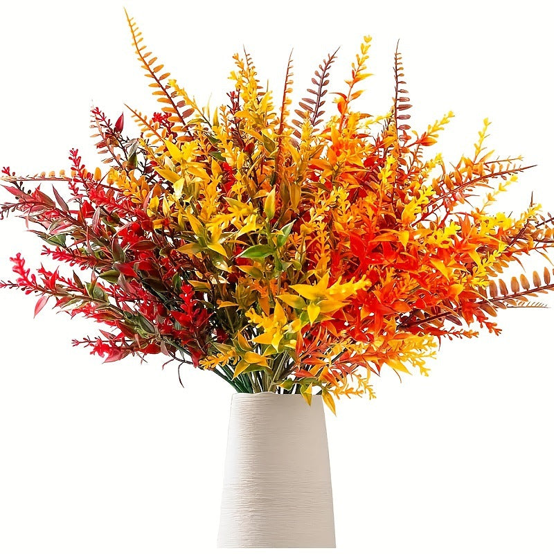 Eukalyptus künstlich 8er Set, ca. 70cm, Täuschend echte Dekozweige in Herbstfarben, Kunstpflanzen für Vase, Hochzeit, Herbstdeko