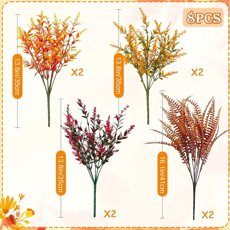 Eukalyptus künstlich 8er Set, ca. 70cm, Täuschend echte Dekozweige in Herbstfarben, Kunstpflanzen für Vase, Hochzeit, Herbstdeko