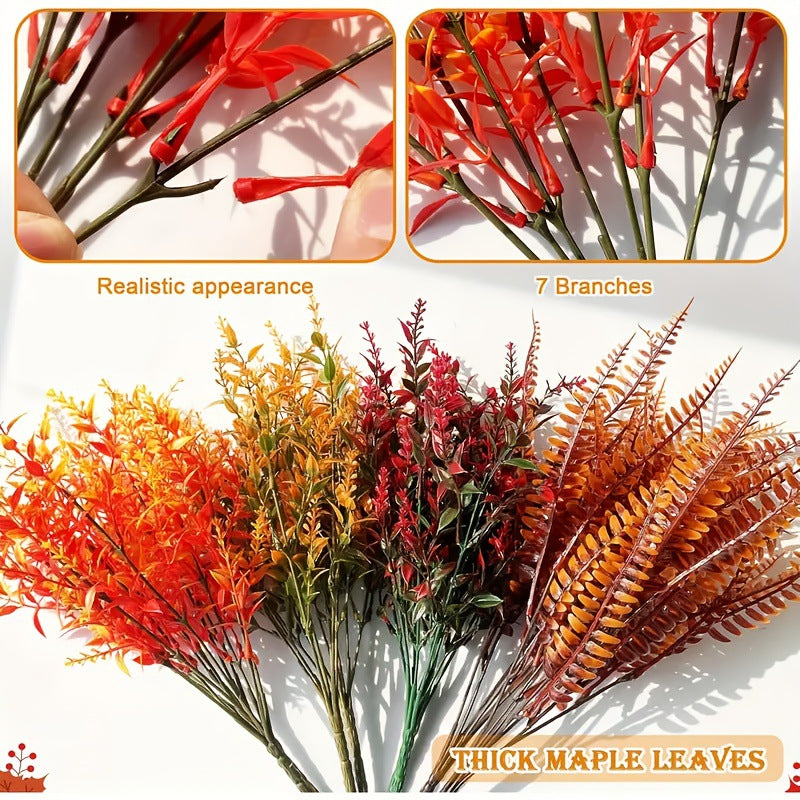 Eukalyptus künstlich 8er Set, ca. 70cm, Täuschend echte Dekozweige in Herbstfarben, Kunstpflanzen für Vase, Hochzeit, Herbstdeko