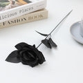 5x Schwarze Rosen künstlich 39cm, Realistische Kunstblumen im Gothic-Stil, Dekoration für Halloween, Hochzeit, Vase, Langlebige Stielblumen
