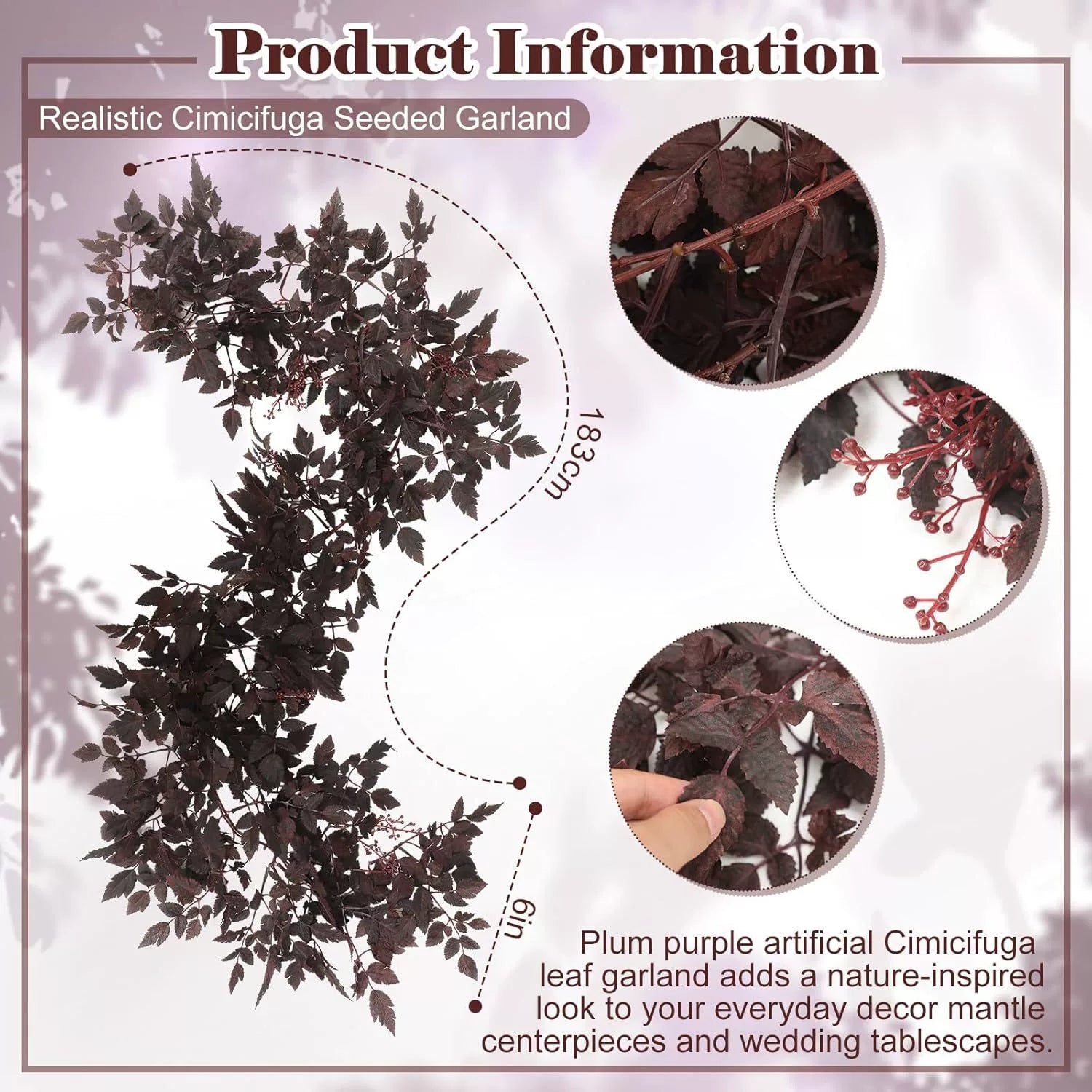 Künstliche Ahorngirlande 180 cm, Täuschend Echte Herbstblätter-Ranke, Langlebige Herbstdeko für Zuhause, Hochzeit & Gastronomie
