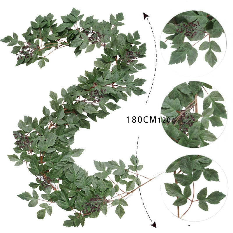Künstliche Ahorngirlande 180 cm, Täuschend Echte Herbstblätter-Ranke, Langlebige Herbstdeko für Zuhause, Hochzeit & Gastronomie