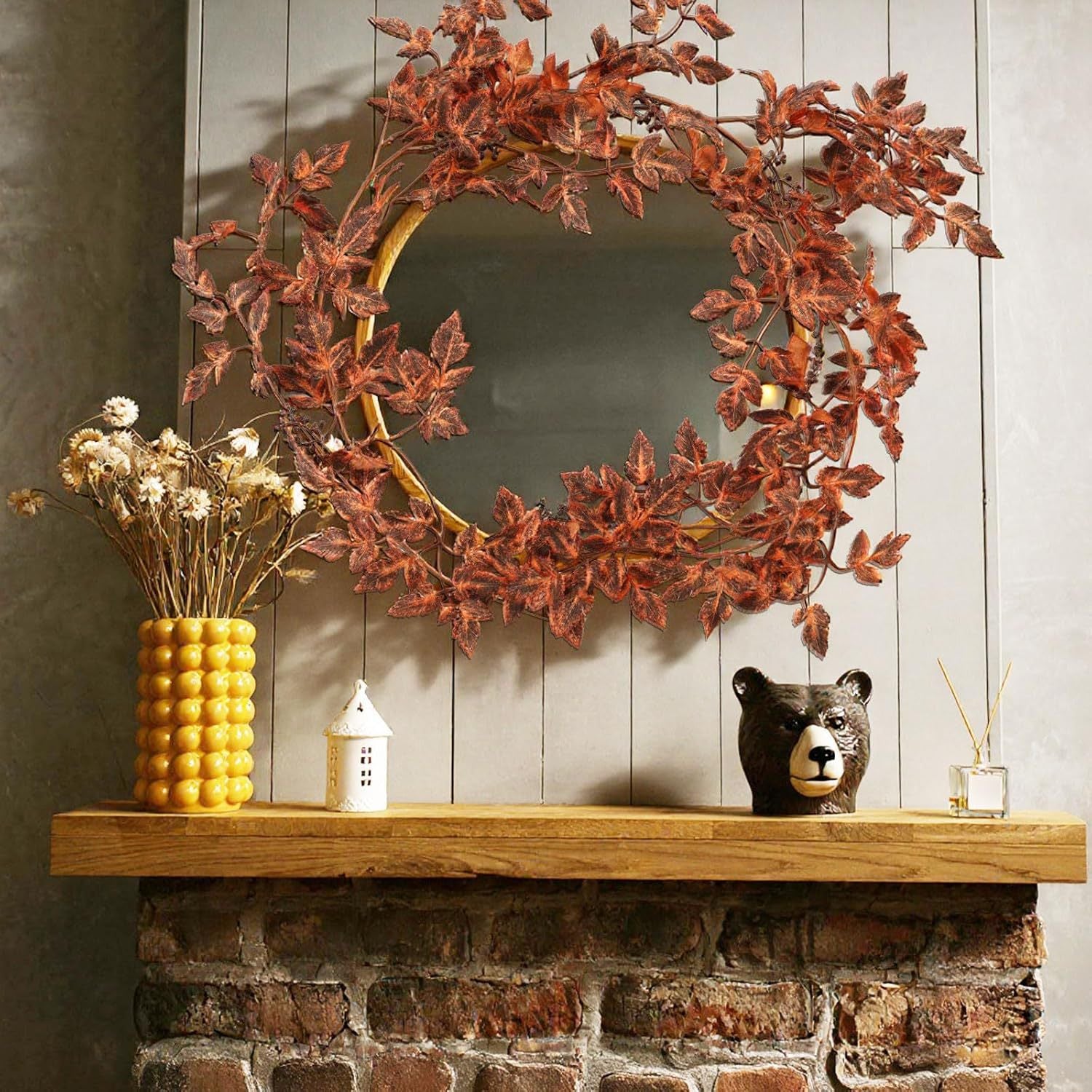 Künstliche Ahorngirlande 180 cm, Täuschend Echte Herbstblätter-Ranke, Langlebige Herbstdeko für Zuhause, Hochzeit & Gastronomie
