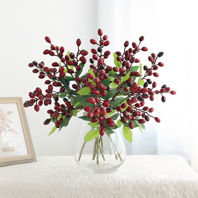 Künstliche Olivenzweige mit Beeren, 5er Set, 36 cm lang, Hochwertig & Realistisch, für Vase, Hochzeit Deko, Floristik & Gastronomie
