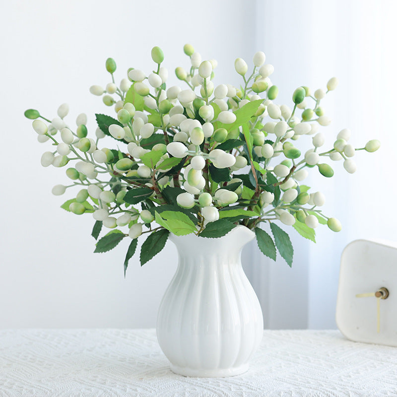 Künstliche Olivenzweige mit Beeren, 5er Set, 36 cm lang, Hochwertig & Realistisch, für Vase, Hochzeit Deko, Floristik & Gastronomie
