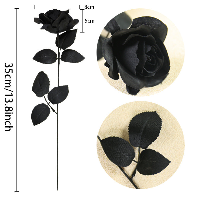 Künstliche schwarze und weiße Rosen, 37 cm, realistische Blumen, Deko für Hochzeiten, Veranstaltungen und Innenräume, 5er Set