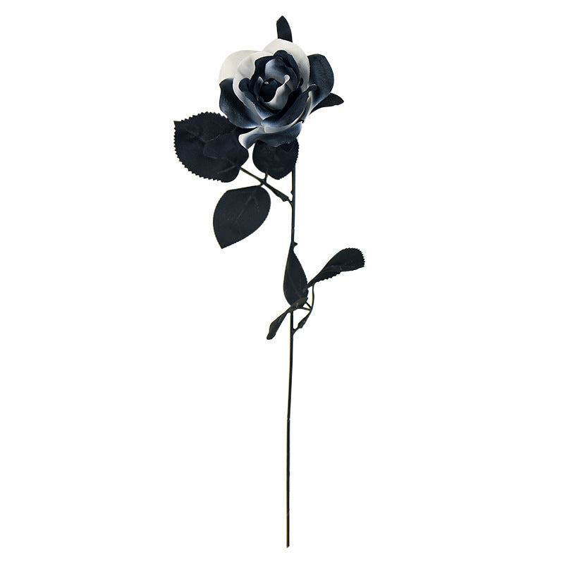 Künstliche schwarze und weiße Rosen, 37 cm, realistische Blumen, Deko für Hochzeiten, Veranstaltungen und Innenräume, 5er Set
