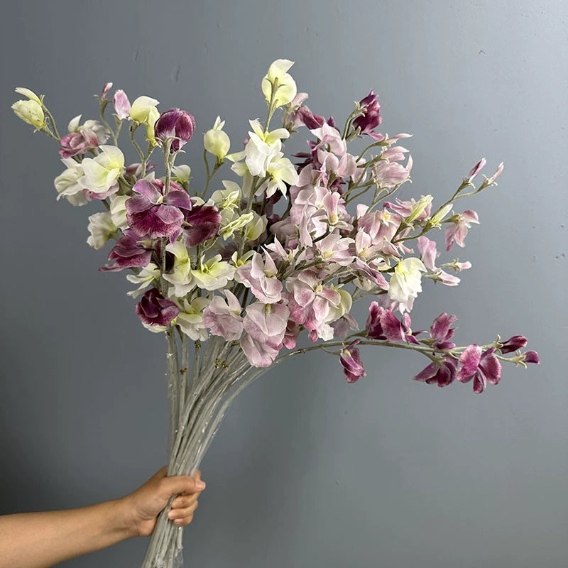 Künstliche Pea Flower 63 cm, realistische Berührung, 7 Farben, perfekt für Hochzeiten, Innendekoration, Cafés, Einzelhandel