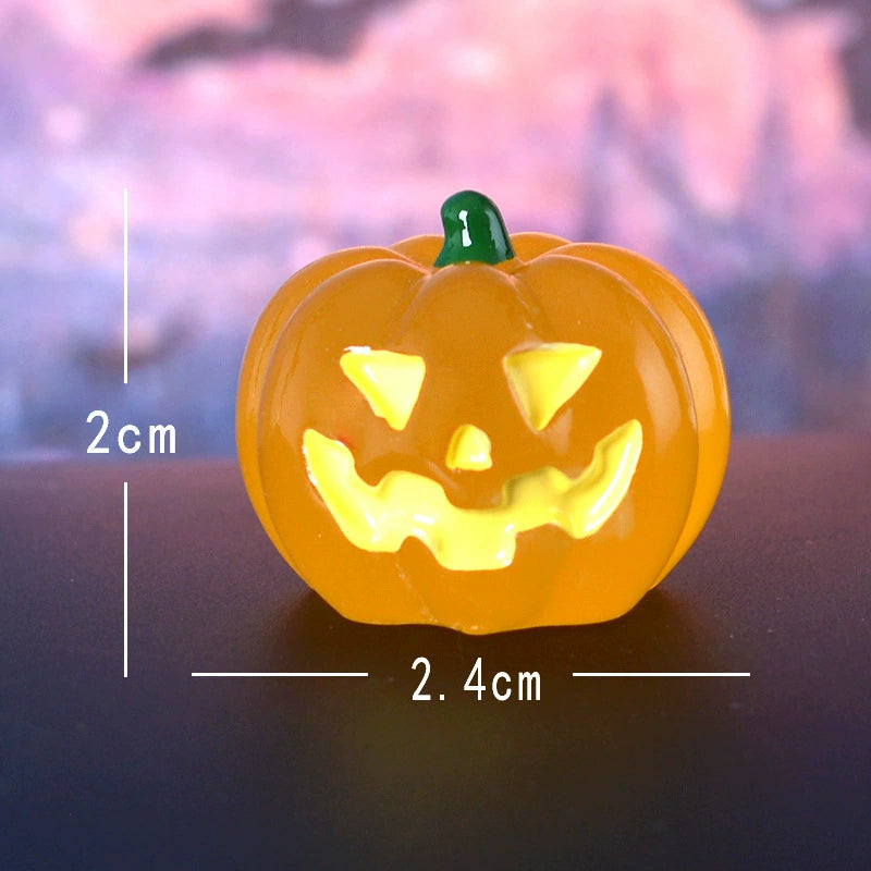 Halloween Deko Figuren Set (6 Stk.), im Dunkeln leuchtende Geister & Kürbisse aus Harz, Miniatur für DIY Bastelprojekte, Tischdeko & Terrarium