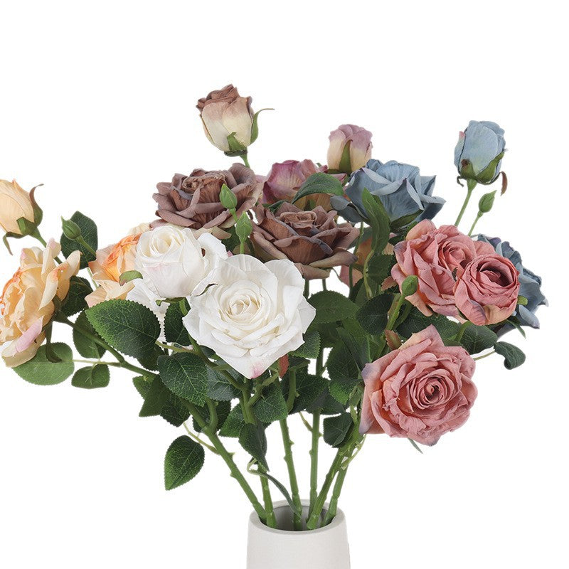 Künstliche Rosen in Ölmalerei-Optik, 54cm, realistisch, für Hochzeiten, Dekoration, Fotografie, 2er Set