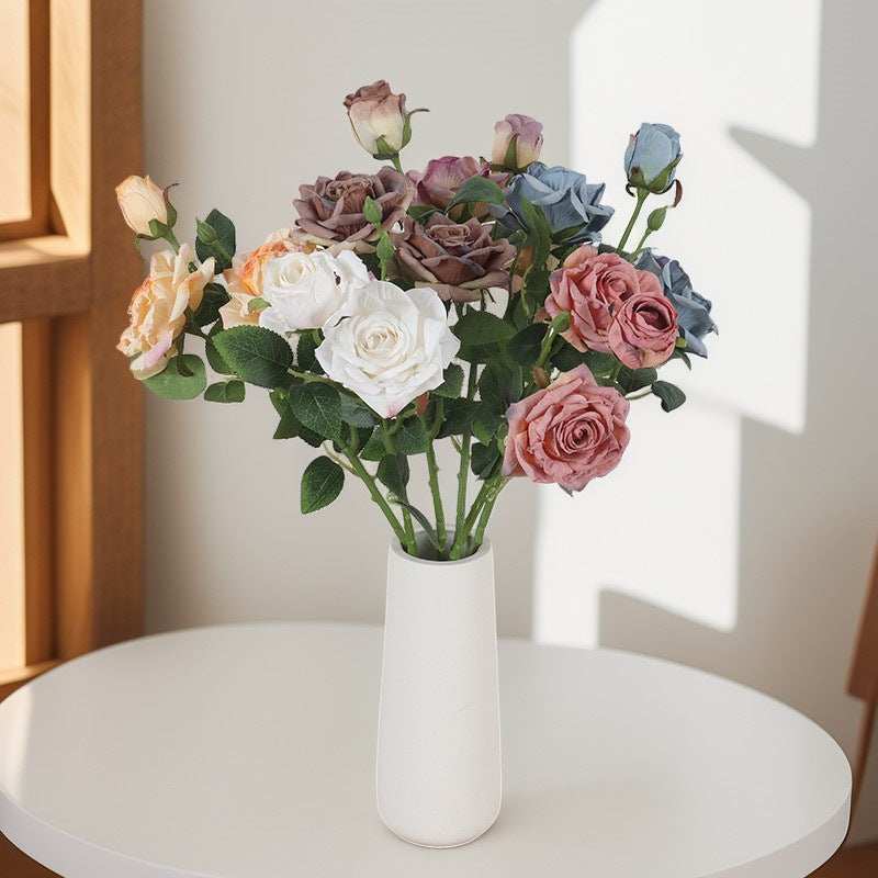 Künstliche Rosen in Ölmalerei-Optik, 54cm, realistisch, für Hochzeiten, Dekoration, Fotografie, 2er Set