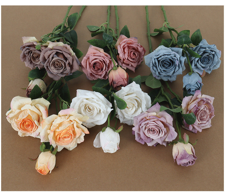 Künstliche Rosen in Ölmalerei-Optik, 54cm, realistisch, für Hochzeiten, Dekoration, Fotografie, 2er Set